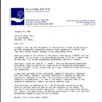 Letter to Irvin Korr from Hollis King