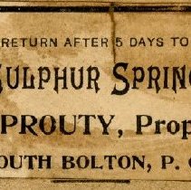 Information on Returns to the Bolton Sulphur Springs House