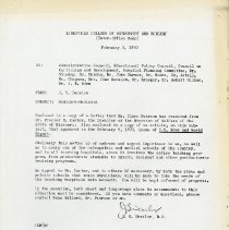 Inter-Office Memo to Various Councils and Staff Members from John Stedman D