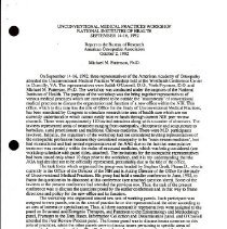 Unconventional Medical Practices Workshop National Institutes of Health