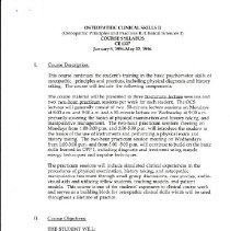 Osteopathic Clinical Skills II Course Syllabus