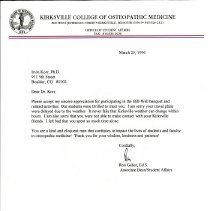 Letter to Irvin Korr from Ron Gaber