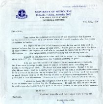 Correspondence between Irvin Korr and Sydney Sunderland