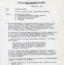 Inter-Office Memo to the Board of Trustees, Faculty, and the Alumni Executi