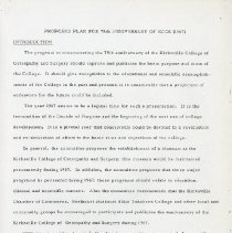 Proposed Plan for 75th Anniversary of Kirksville College of Osteopathy and