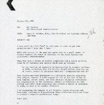 Inter-Office Memo to All Faculty and All Educational Administration from Ja