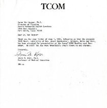 Correspondence between Irvin Korr and Karen Van Wagner