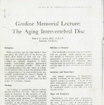 Gerdine Memorial Lecture: The Aging Intervertebral Disc