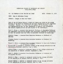 Inter-Office Memo to All Members of Faculty and Staff from R. McFarlane Til