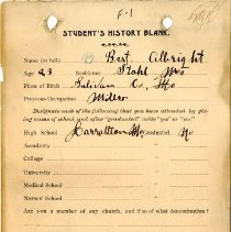 Student's History Blank for Bert Albright