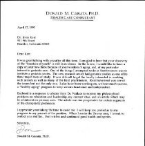 Letter to Irvin Korr from Donald Cassata