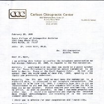 Letter to Irvin Korr from John Carlson