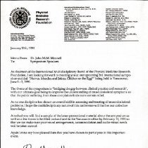 Letter to Symposium Speakers from John McM. Mennell