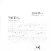 Letter to Irvin Korr from Alan Weidner