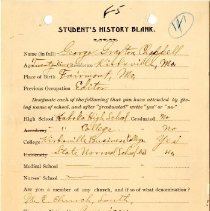 Student's History Blank for George Grafton Chappell