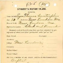 Student's History Blank for Ezra Thomas Carstarphen