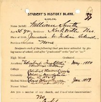 Student's History Blank for William Smith