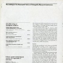 Proceedings of the Nineteenth National Osteopathic Research Conference