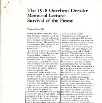 The 1978 Otterbein Dressler Memorial Lecture: Survival of the Fittest