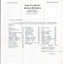 Letter from Kansas City University of Physicians and Surgeons