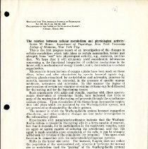 The Relation Between Cellular Metabolism and Physiological Activity Abstrac