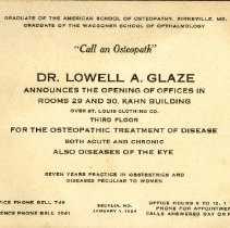 Lowell Glaze Business Card