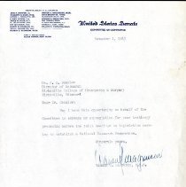 Letter to John Denslow from Warren Magnuson