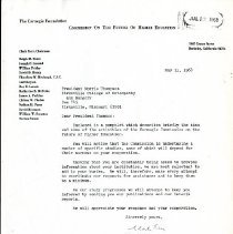 Correspondence between Morris Thompson and Clark Kerr