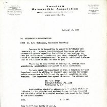 Letter to Osteopathic Organizations from R. C. McCaughan