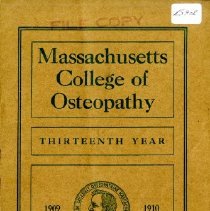 Massachusetts College of Osteopathy 1909-1910 Catalog