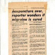 Acupuncture Over, Reporter Wonders if Migraine is Cured