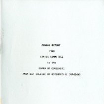 Report of the Ethics Committee to the ACOS Board of Governors