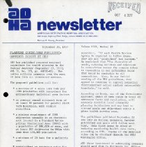 AOHA Newsletter, Vol. VIII, No. 19