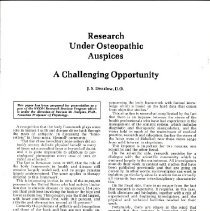 Research Under Osteopathic Auspices: A Challenging Opportunity