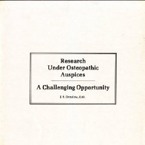 Research Under Osteopathic Auspices: A Challenging Opportunity