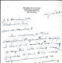 Letter to John Denslow from Carrie Hutchison