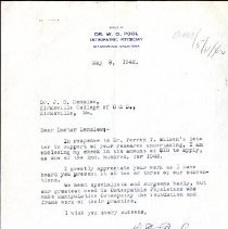Letter to John Denslow from W.O. Pool