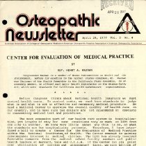 Osteopathic Newsletter, Vol. 3, No. 4