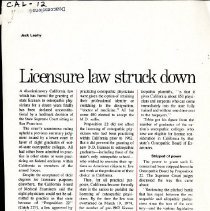 Licensure Law Struck Down
