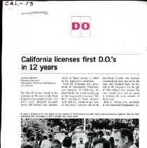 California Licenses First DOs in 12 Years