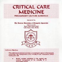Critical Care Medicine Preliminary Lecture Schedule