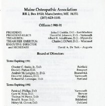 Maine Osteopathic Association Membership Roster and Community Directory
