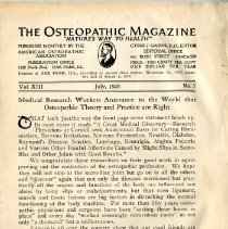Osteopathic Magazine, Vol. XIII No. 7