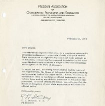 Letter to Missouri Osteopathic Physicians from C. L. Steidley
