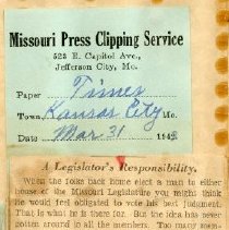 A Legislators Responsibility