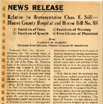 News Release Relative to Charles Still and House Bill 85