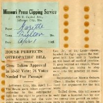 House Perfects Osteopaths' Bill