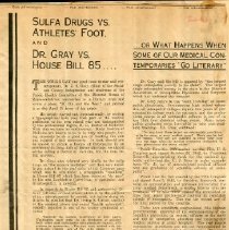 Sulfa Drugs Vs. Athletes Foot and Dr. Gray Vs. House Bill 85