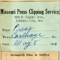 Osteopath Dies in Service