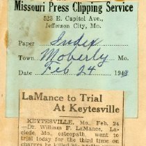 LaMance to Trial at Keytesville